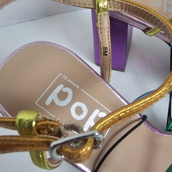 Pop Fuchsia Multi Colored Kallie Heeled Sandals Size 8 - Picture 4 of 13